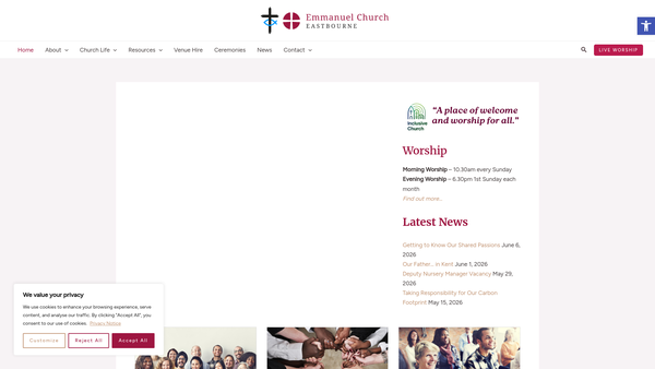 Screenshot of the Emmanuel Church, Eastbourne website