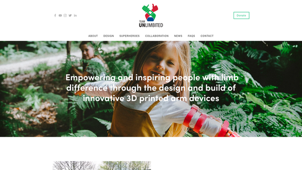 Screenshot of the Team Unlimbited website