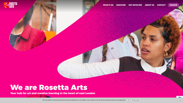 Screenshot of the Rosetta Arts CIO website
