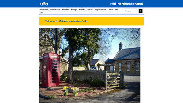 Screenshot of the Mid Northumberland U3A website