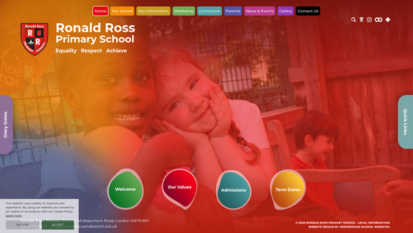 Screenshot of the Friends Of Ronald Ross Primary School website