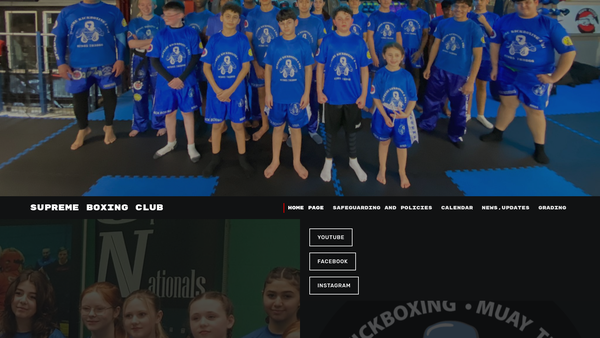 Screenshot of the Supreme Boxing Club website