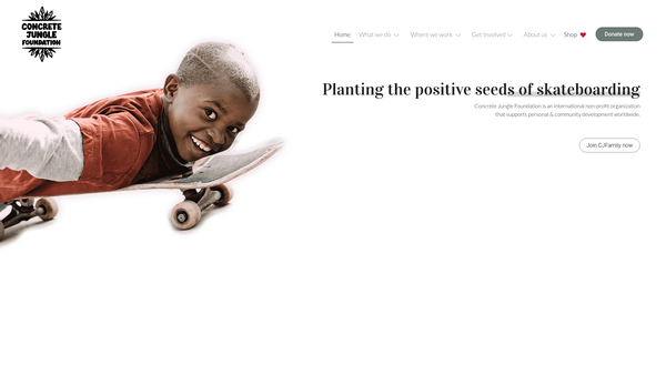 Screenshot of the Concrete Jungle Foundation website