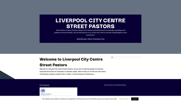 Screenshot of the Liverpool City Centre Street Pastors website