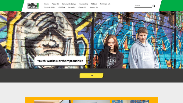 Screenshot of the Youth Works Northamptonshire website