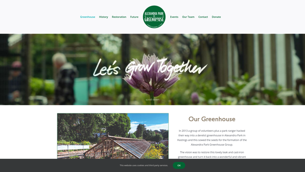 Screenshot of the Alexandra Park Greenhouse Group website