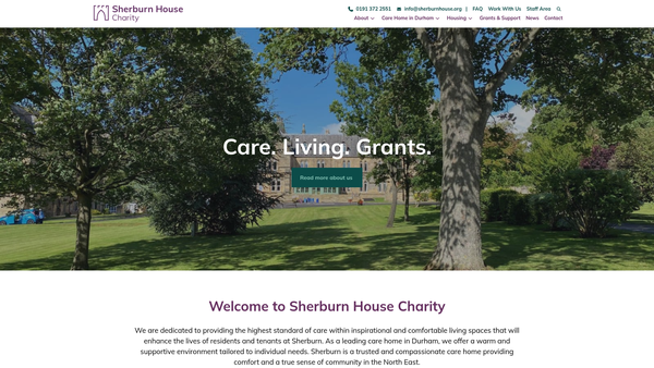 Screenshot of the Sherburn House Charity website