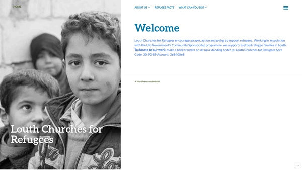 Screenshot of the Louth Churches For Refugees website