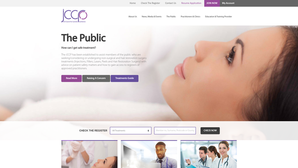 Screenshot of the Jccp website