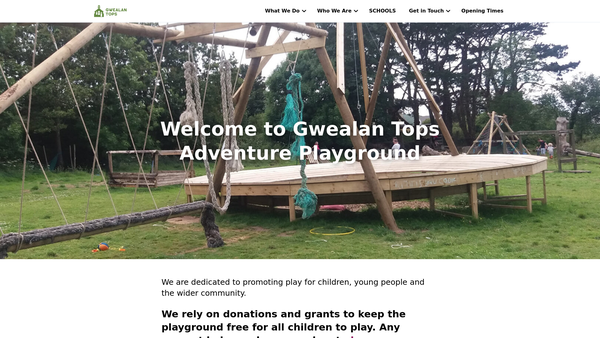 Screenshot of the Gwealan Tops Adventure Playground website