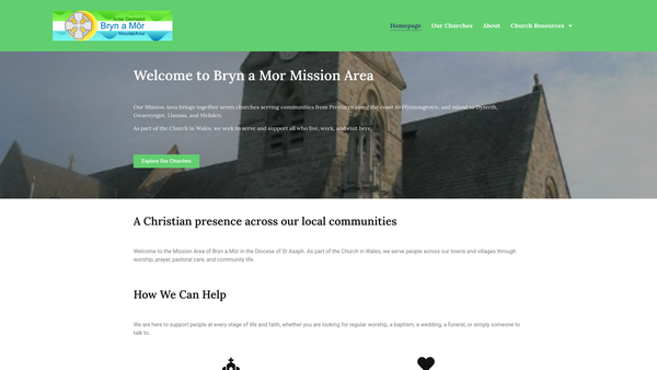 Screenshot of the Bryn A Môr Mission Area website