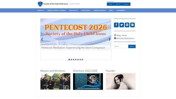 Screenshot of the Society Of The Holy Child Jesus CIO website