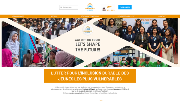 Screenshot of the Life Project For Youth, England website