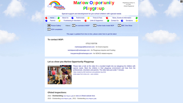 Screenshot of the Marlow Opportunity Playgroup website