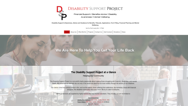 Screenshot of the Disability Support Project website