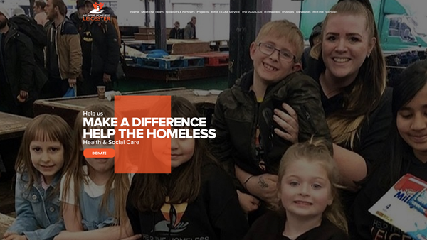 Screenshot of the Help The Homeless Leicester website