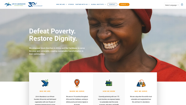 Screenshot of the Life In Abundance UK website
