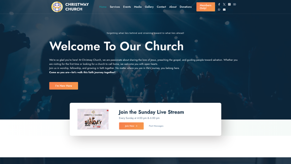 Screenshot of the Christway Church website