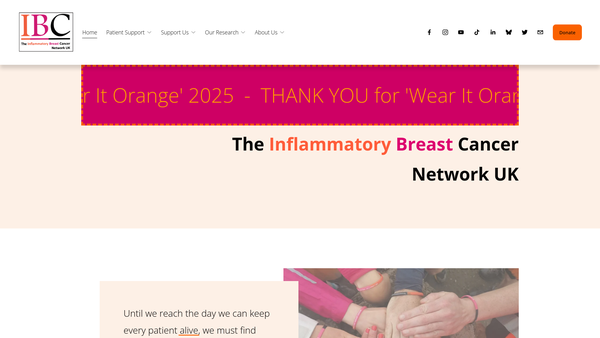Screenshot of the The Inflammatory Breast Cancer Network UK website
