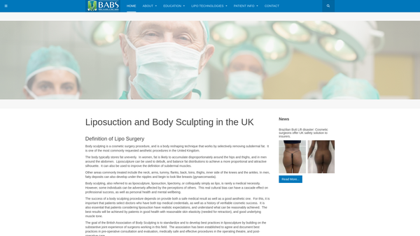 Screenshot of the British Association Of Body Sculpting website