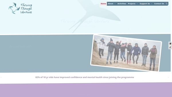 Screenshot of the Thriving Through Venture website
