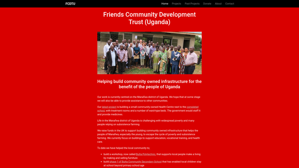 Screenshot of the Friends Community Development Trust (Uganda) website