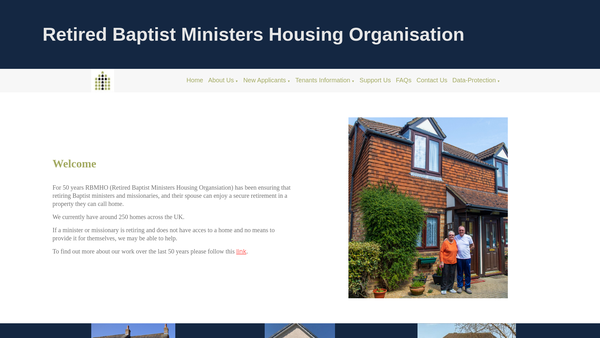 Screenshot of the Retired Baptist Ministers Housing Organisation website