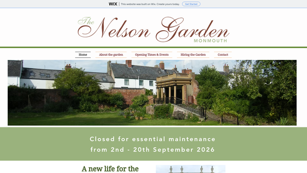 Screenshot of the Nelson Garden website