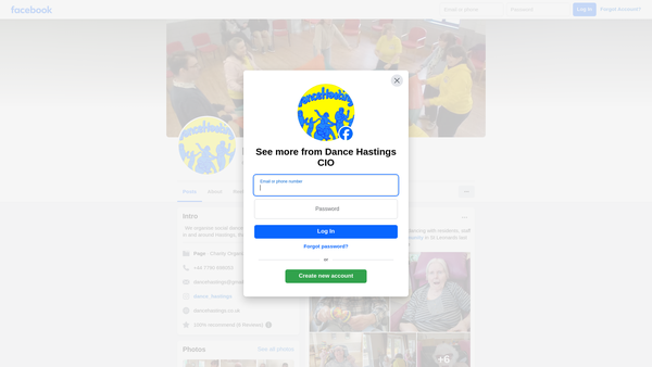 Screenshot of the Dance Hastings CIO website