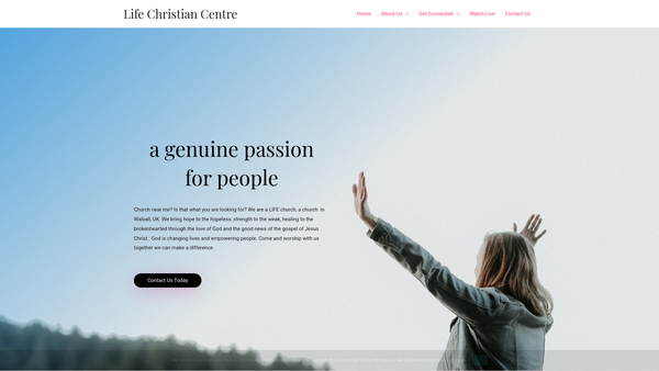Screenshot of the Life Christian Centre website