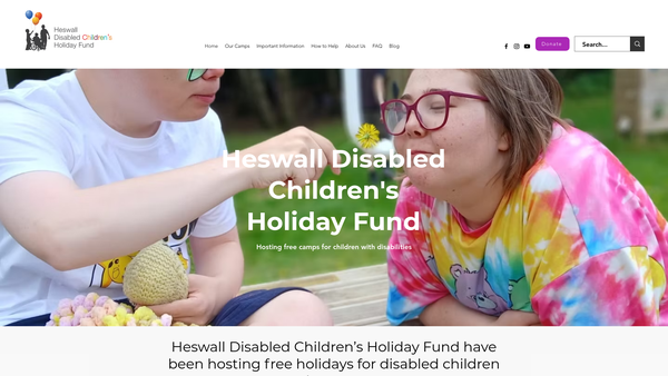 Screenshot of the Heswall Disabled Children's Holiday Fund website