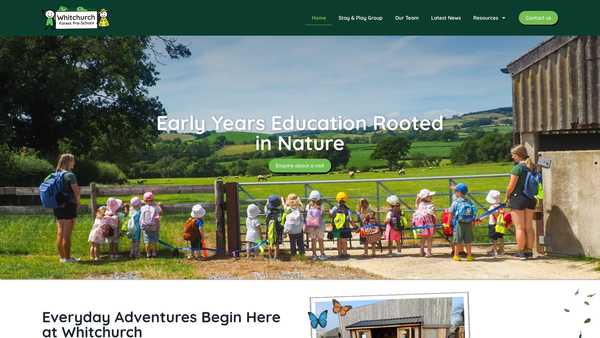 Screenshot of the Whitchurch Pre-School CIO website