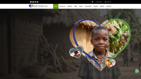 Screenshot of the Shazad Yaseen Foundation website
