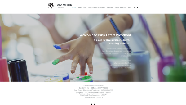 Screenshot of the Busy Otters Preschool website