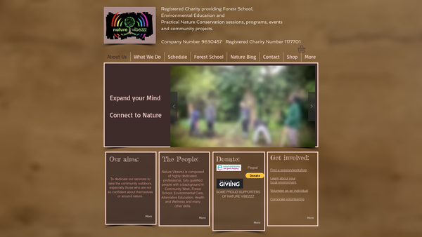 Screenshot of the Nature Vibezzz website