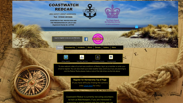 Screenshot of the Coastwatch Redcar website