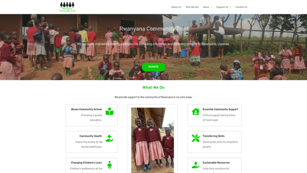 Screenshot of the Rwanyana Community Trust website