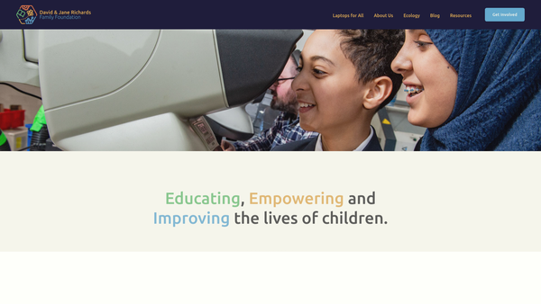 Screenshot of the The David And Jane Richards Family Foundation website