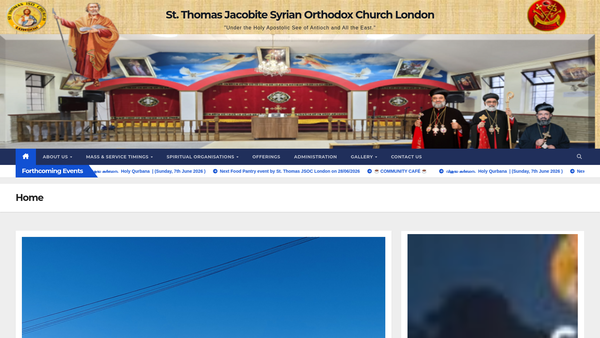 Screenshot of the St Thomas Jacobite Syrian Orthodox Church London website