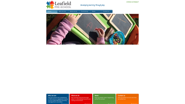 Screenshot of the Leafield Pre-School website