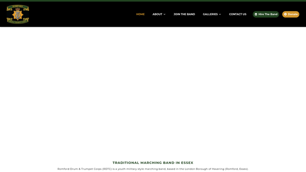 Screenshot of the Romford Drum And Trumpet Corps (R.d.t.c) website