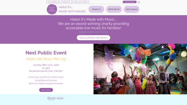 Screenshot of the Made With Music website