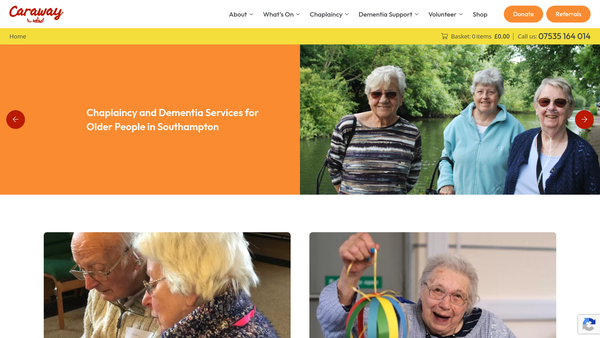 Screenshot of the Caraway website