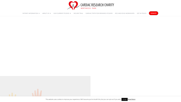 Screenshot of the Northwick Park Cardiac Research Charity website