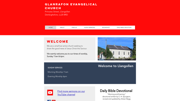 Screenshot of the Glanrafon Evangelical Community Church website