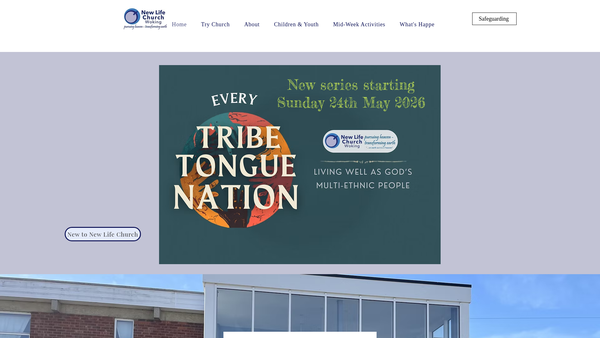 Screenshot of the The New Life Church, Woking website
