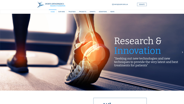 Screenshot of the Sports Orthopaedics Research Foundation website