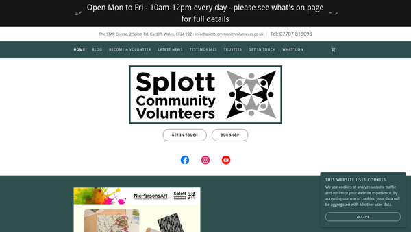 Screenshot of the Splott Community Volunteers website