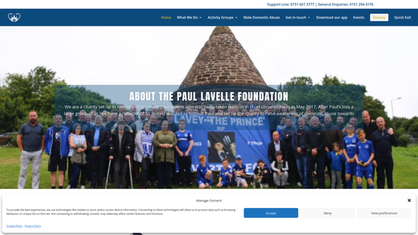Screenshot of the The Paul Lavelle Foundation website