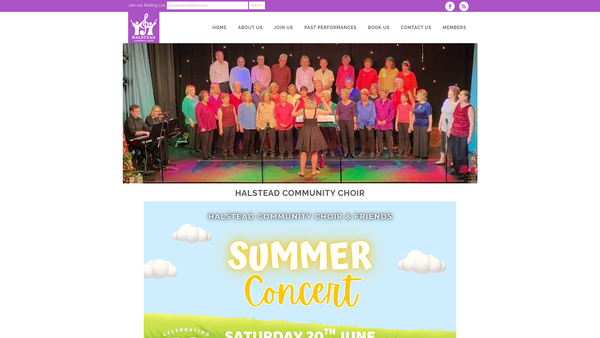 Screenshot of the Halstead Community Choir website